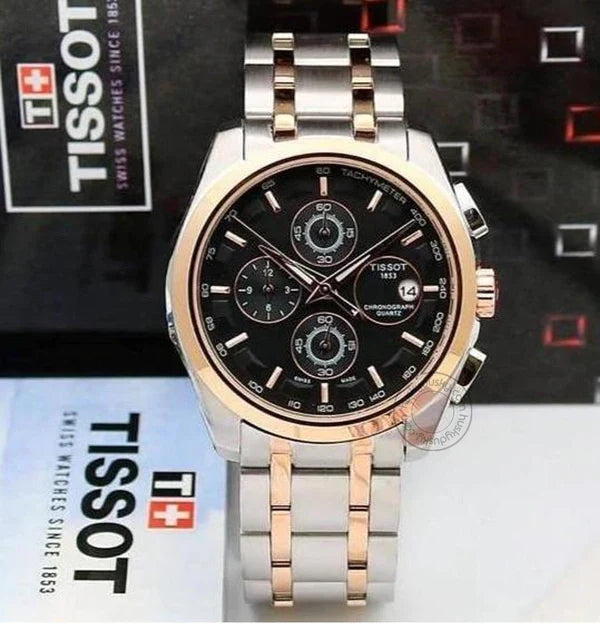 Tissot 1853 Black Dial Chronograph Metal Belt Men's Watch
