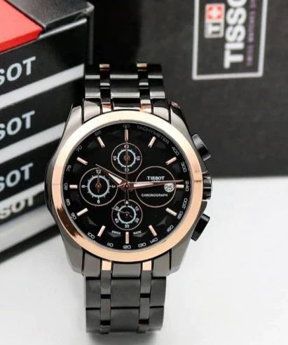 Tissot 1853  Black Dial Chronograph Metal Belt Men's Watch