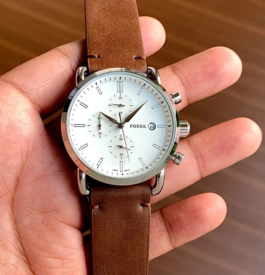 Fossil Analog Off-White Dial Men's Watch