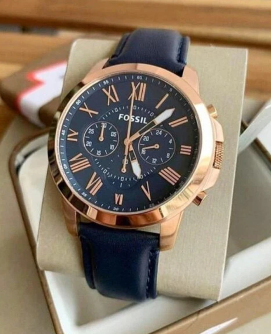 Fossil Leather Chronograph Wristwatch