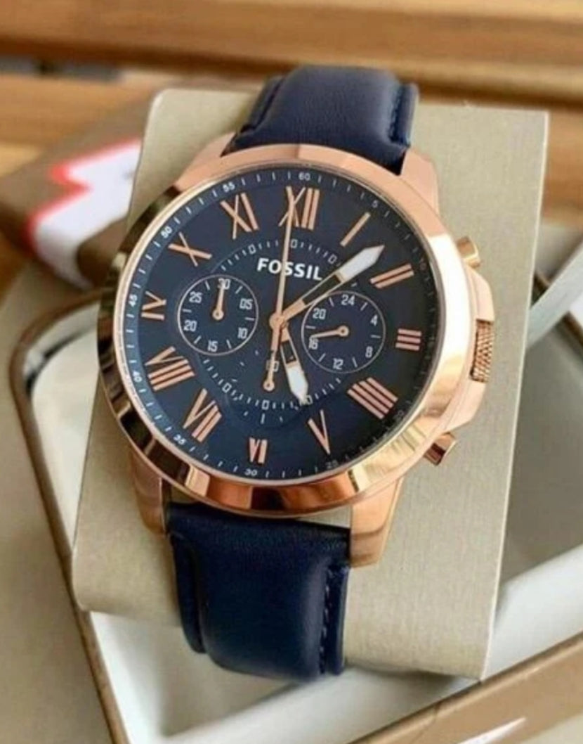 Fossil Leather Chronograph Wristwatch