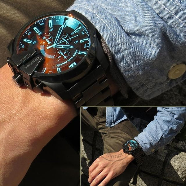 Diesel Mega Chief Chronograph Black Dial Men's Watch
