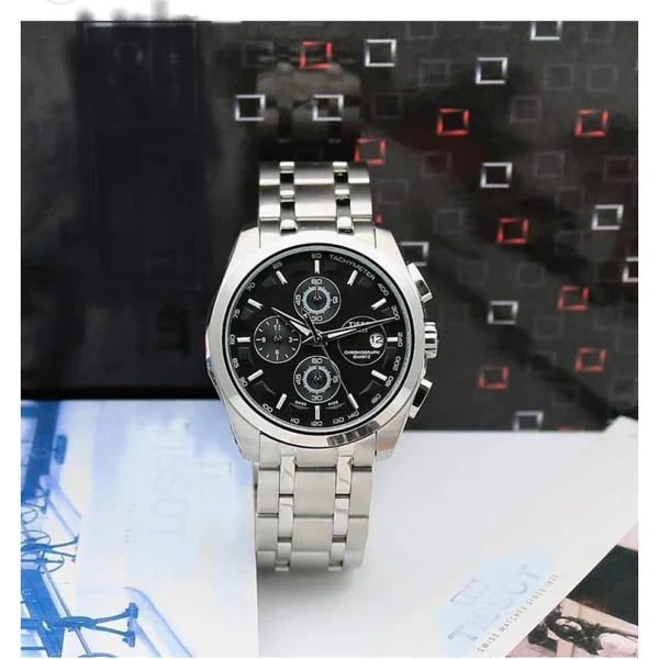 Tissot 1853 Black Dial Chronograph Metal Belt Men's Watch