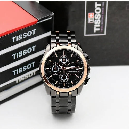 Tissot 1853  Black Dial Chronograph Metal Belt Men's Watch