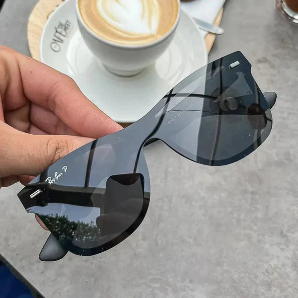 RAY-BAN STYLISH SQUARE BLACK & BLACK 650 MENS POLARIZED SUNGLASSES.