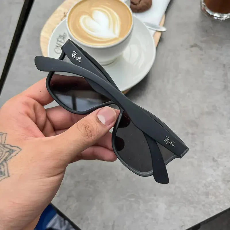 RAY-BAN STYLISH SQUARE BLACK & BLACK 650 MENS POLARIZED SUNGLASSES.